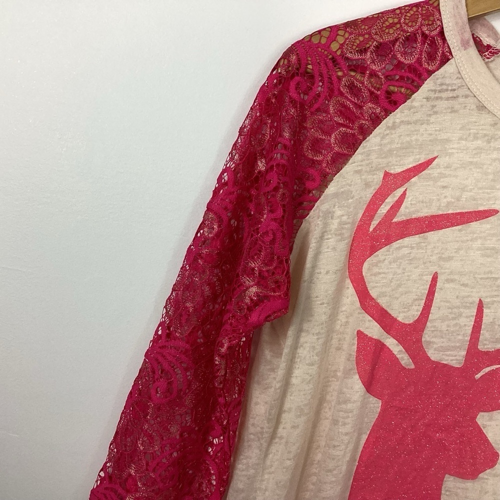 Southern Grace Tis The Season To Sparkle Deer Holiday Burnout Tee Size S NWT - Picture 3 of 7